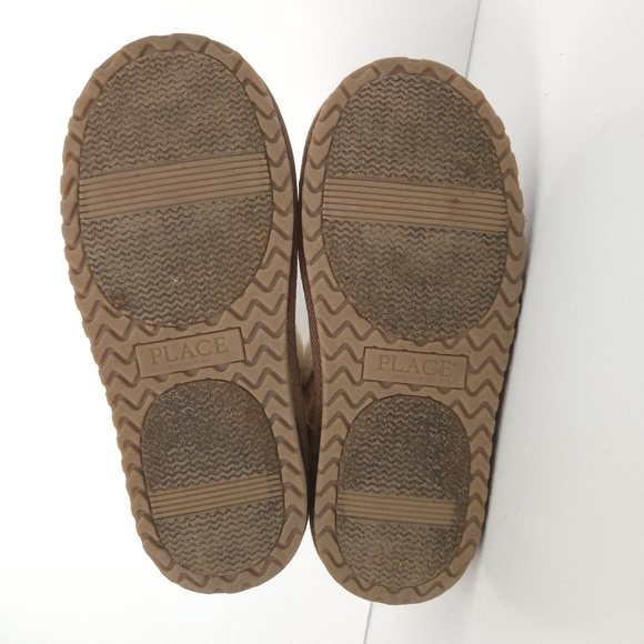 Children's Place Tan Brown Suede Fur Lined Buckle Winter Boots - Picture 5 of 9